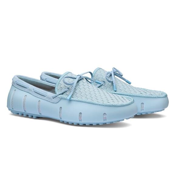 NEW Men’s Ice Blue SWIMS Woven Driver Loafers - Picture 1 of 9